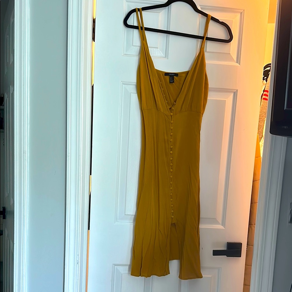 Forever 21 Yellow Ribbed Spaghetti Strap Sundress